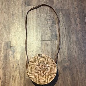 Handwoven round rattan purse